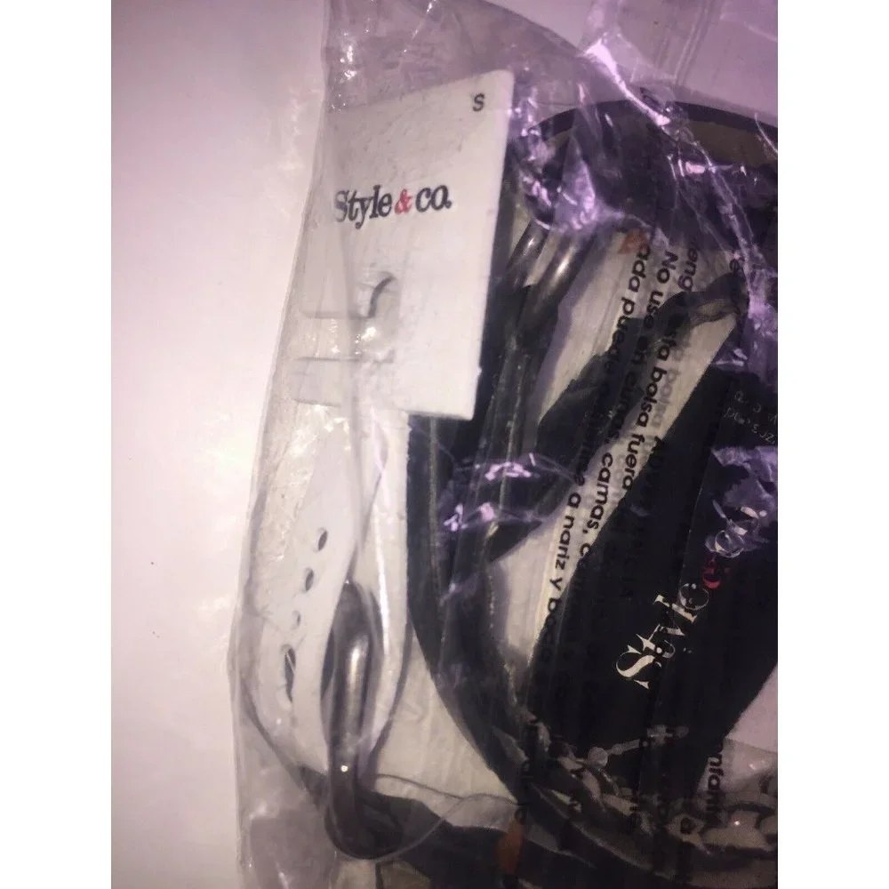 Style & Co. Mixed Media Skinny Woven Hip Black Belt Women's Size Small